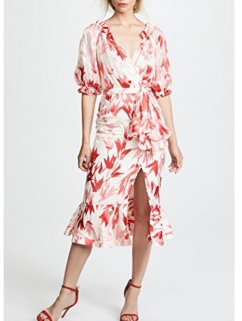 New SALONI Pink & Coral Floral Silk Size 0 Dress